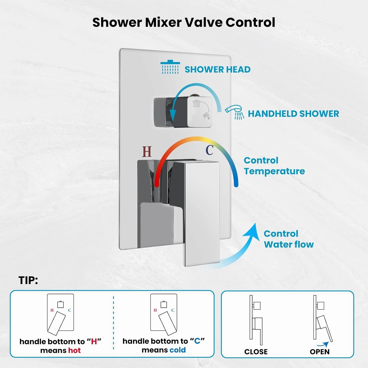 gotonovo Rainfall Bathroom Shower System Rain Shower Head and Handle Set Wall Mounted Shower Complete Combo Solid Brass Pressure Balancing Shower Mixer Valve 12 Inch Polished Chrome