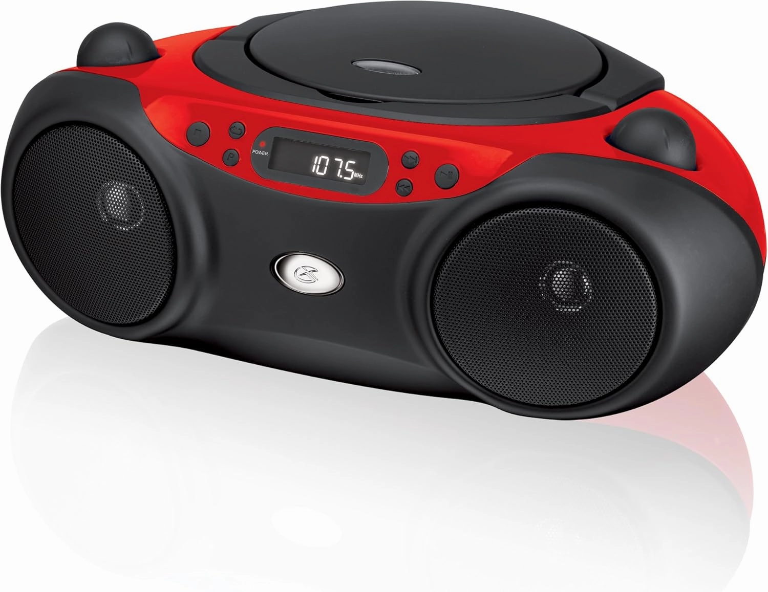 GPX BC232R Portable Top-Loading CD Boombox with AM/FM Radio and 3.5mm Line in for MP3 Device - Red/Black