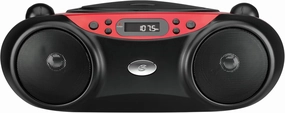 GPX BC232R Portable Top-Loading CD Boombox with AM/FM Radio and 3.5mm Line in for MP3 Device - Red/Black