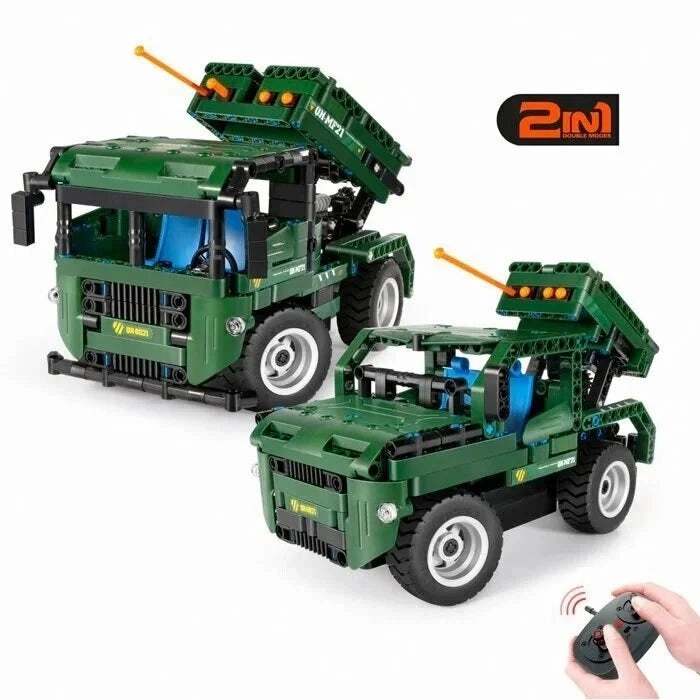 Green Fire Gun Truck RC: 2-in-1