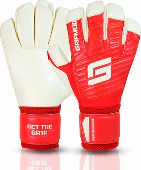 GRIPMODE Classic Red Roll Finger Goalkeeper Gloves Adult and Child with Griptec® Latex Lining I Suitable in All Weather I Football Goal Protection for Children, Teenagers & Adults