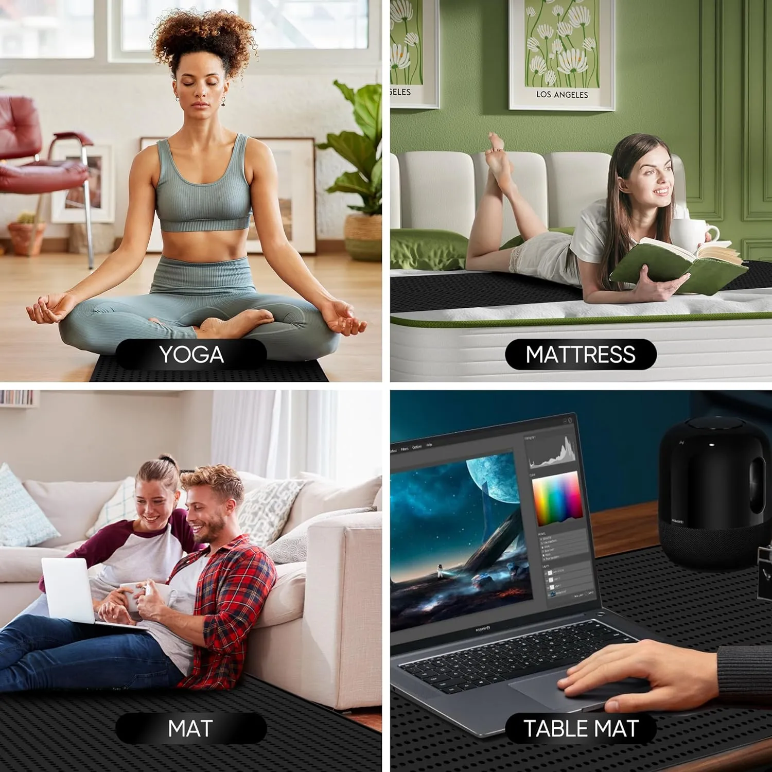 Grounding Mat with Leather, Enjoy The Grounding Effect Indoors, for Better Sleep, Pain and Stress Relief, Grounding Mat Set Comes with Grounding Cord, 27''×39''