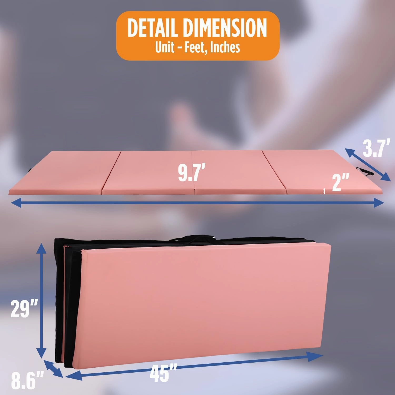 Gymnastics Mats Foldable Tumbling Mats Portable Gymnastics Exercise Mat Thick Gymnastics Tumbling Mats Pad Home Exercise Panel Mat With Carrying Handles