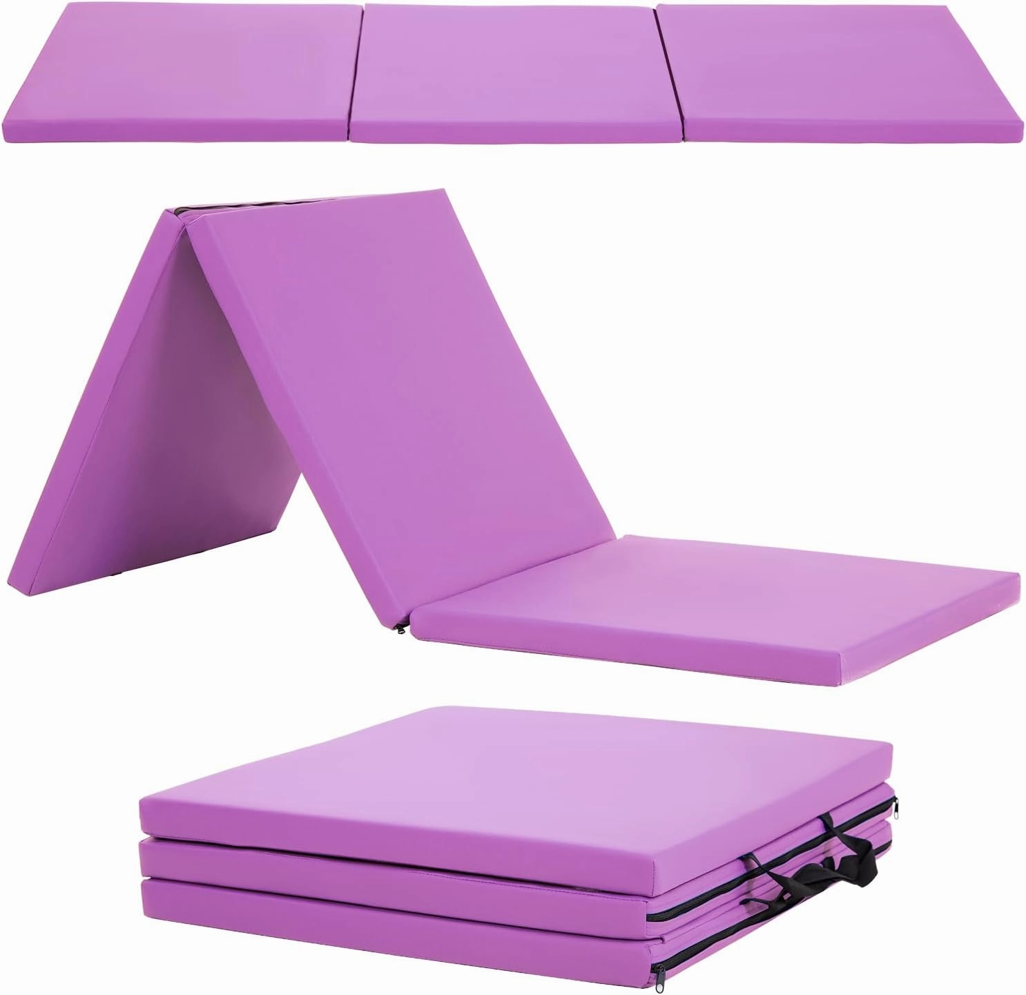 Gymnastics Tumbling Mats Portable Gymnastics Mat Foldable Tumbling Mat Thick PU Leather Exercise Mat Yoga Mat with Carrying Handles for home Workout outdoor Yoga Gymnastics