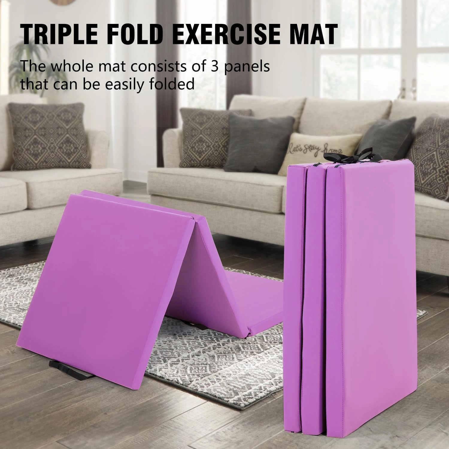 Gymnastics Tumbling Mats Portable Gymnastics Mat Foldable Tumbling Mat Thick PU Leather Exercise Mat Yoga Mat with Carrying Handles for home Workout outdoor Yoga Gymnastics