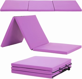 Gymnastics Tumbling Mats Portable Gymnastics Mat Foldable Tumbling Mat Thick PU Leather Exercise Mat Yoga Mat with Carrying Handles for home Workout outdoor Yoga Gymnastics