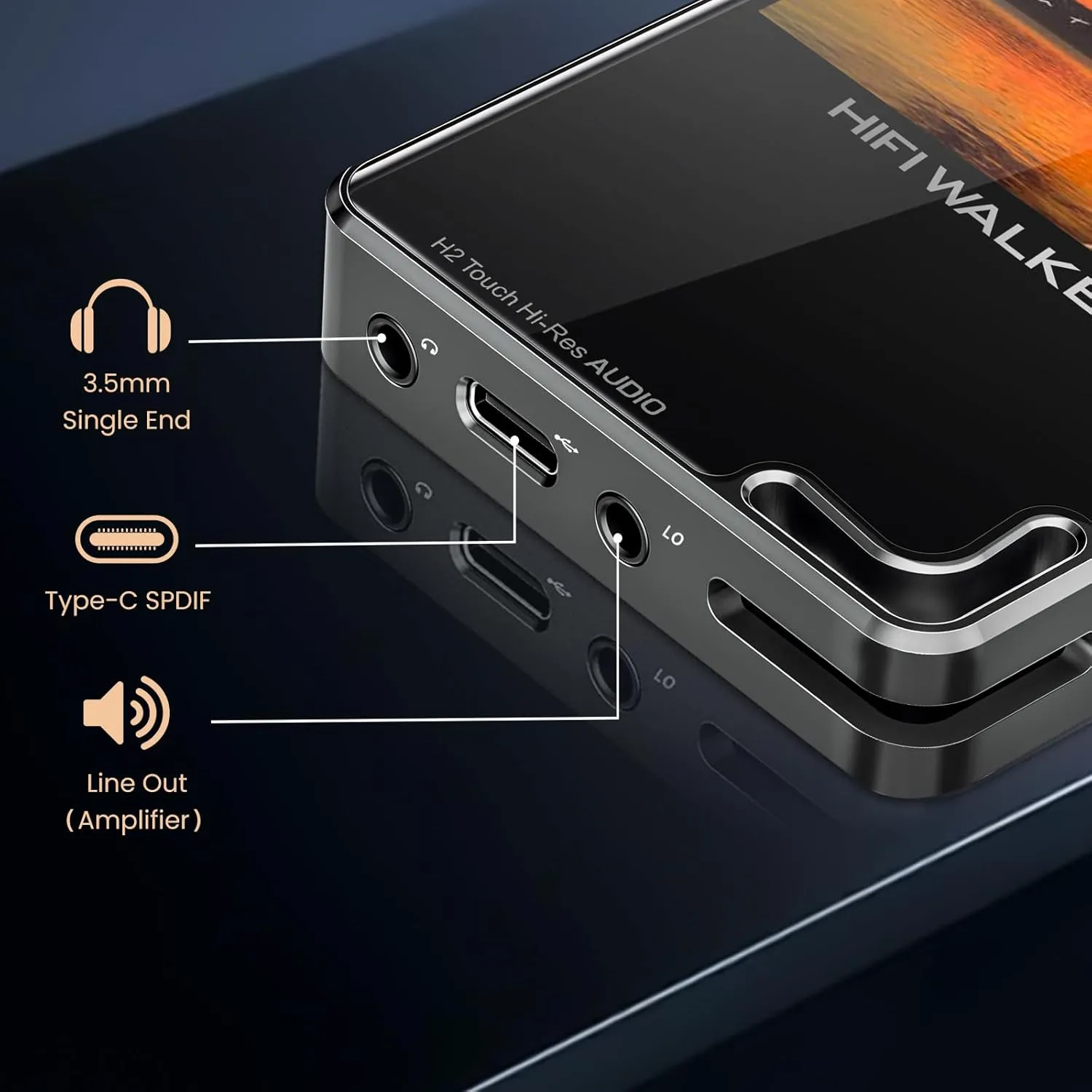 H2 Touch 128GB Hi-Res Portable Music Player, Touchscreen Digital Audio Player Bluetooth 5.2 DAP with ESS DAC, 512GB Expandable Storage &10H Battery