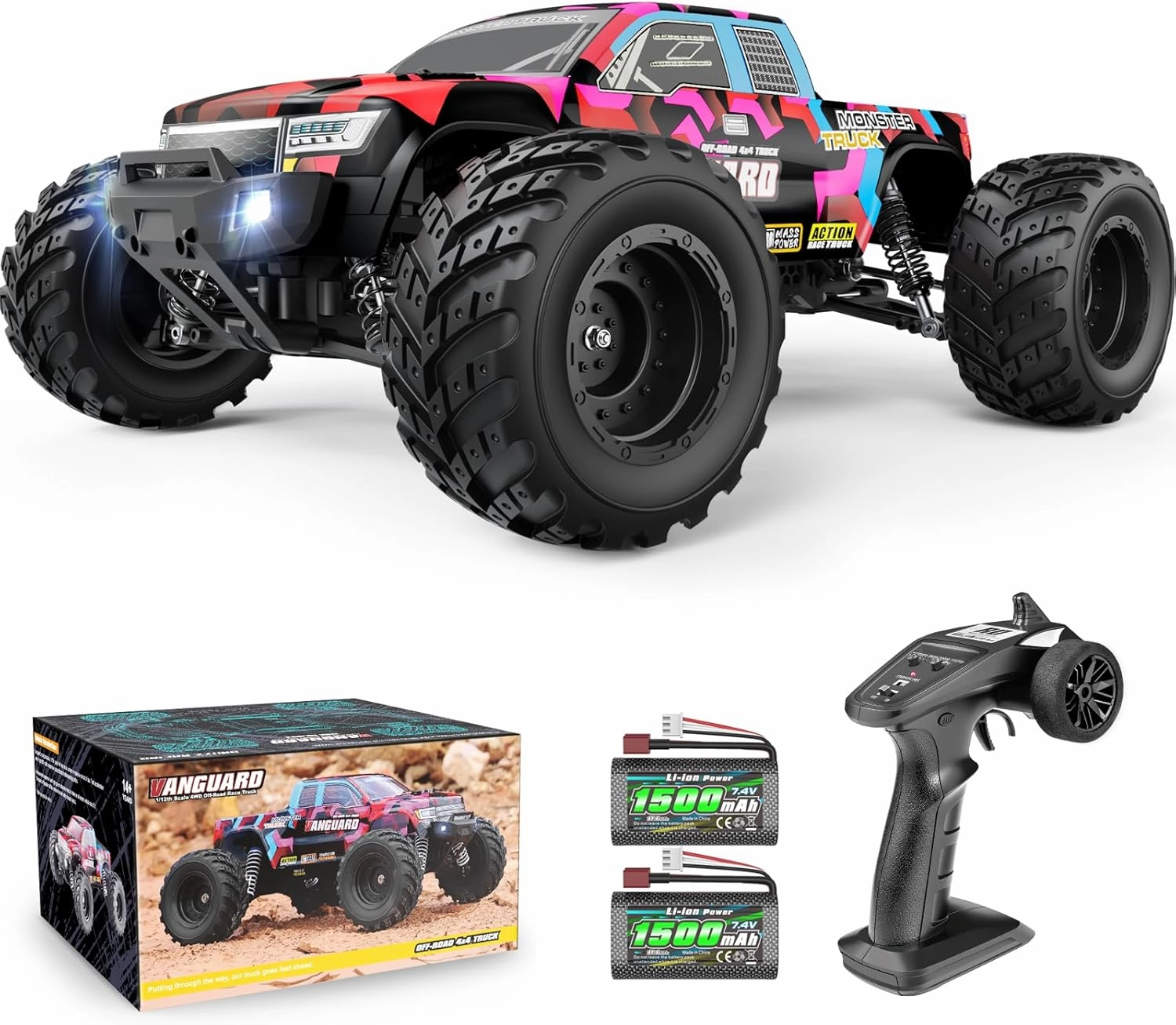 HAIBOXING 1:12 Scale RC Cars 903 RC Monster Truck, 38 km/h Speed Hobby Fast RC Cars for Kids and Adults Toy Gifts, 2.4 GHz 4WD Electric Powered Remote Control Trucks Ready to Run 40  Min Playtime