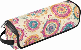 Hair Tools Travel Bag and Heat Resistant Mat Hair Tool Travel Case Portable Organizer for Women Flat Irons Straighteners Curling Iron and Hair Care Accessories Bright Pink Pattern