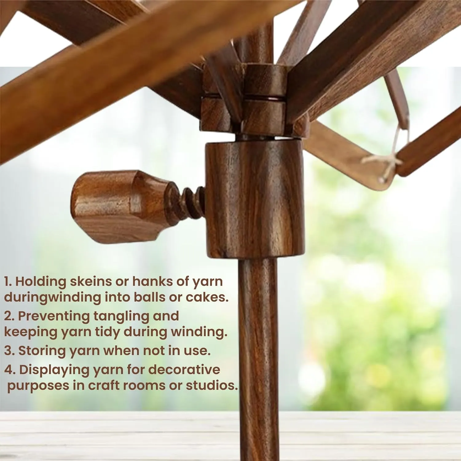 Hand Operated Yarn Ball Winder | Swift, Yarn, Wool, and String Holder| Knitting & Crochet Accessories Galaxy Indiacraft (Natural Rosewood)…