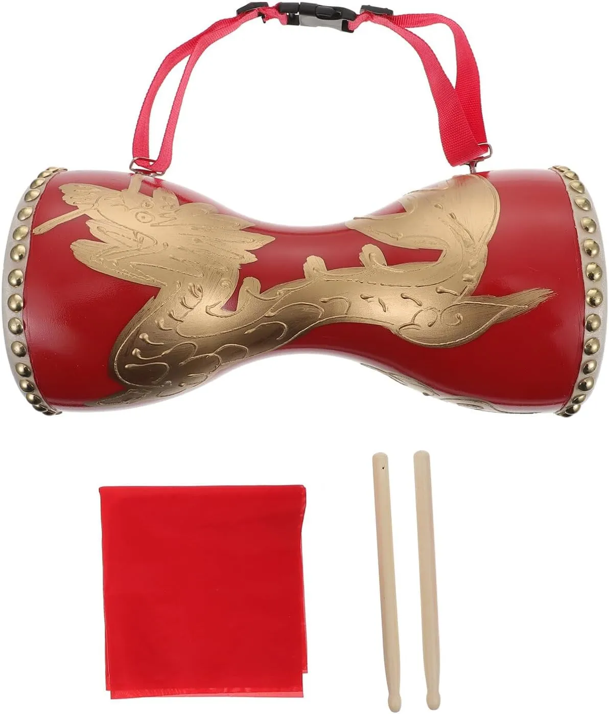 Happyyami 1 Set of Traditional Chinese Dragon Pattern Waist Drum Traditional Chinese Simple Waist Drum Percussion Instrument Supply Percussion Instrument Supplies
