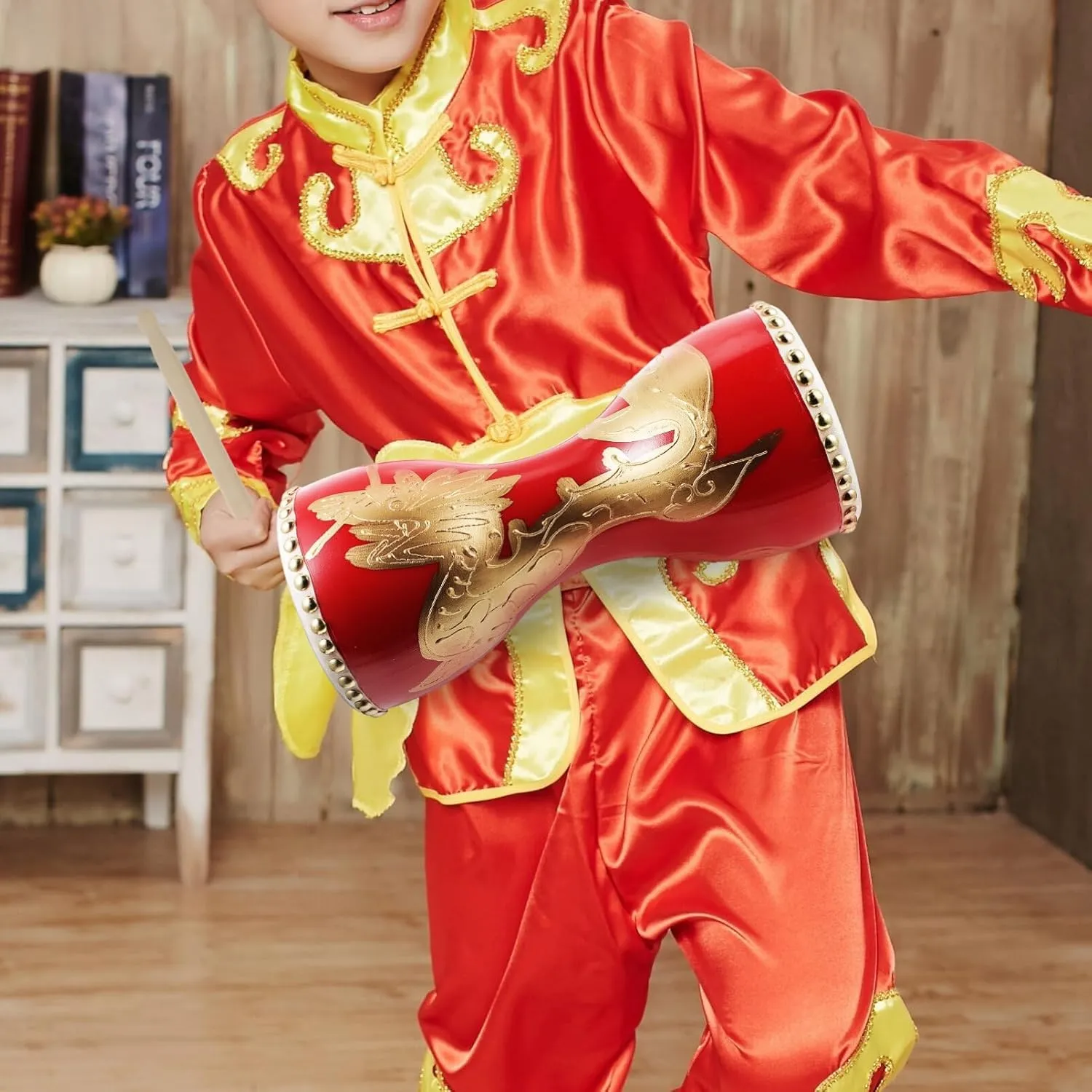 Happyyami 1 Set of Traditional Chinese Dragon Pattern Waist Drum Traditional Chinese Simple Waist Drum Percussion Instrument Supply Percussion Instrument Supplies