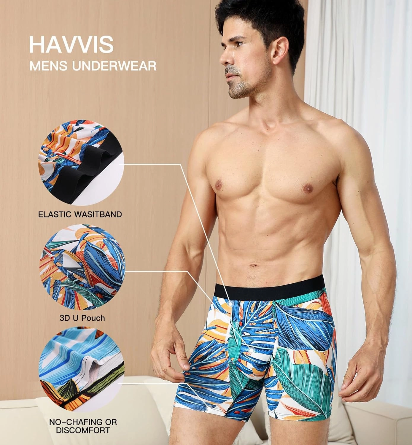 HAVVIS Men's Performance Underwear Boxer Briefs Soft Comfortable Bamboo Viscose Underwear for Men Multipack