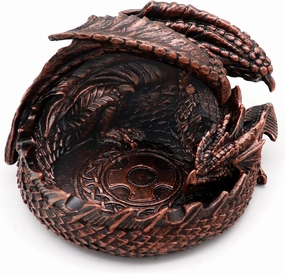 Haxtec Dragon Dice Jail Guardian DND Dice Tray Holder Dungeons and Dragons Accessories Novelty DM RPG Gift Dragon Statue Decor(Antique Copper)