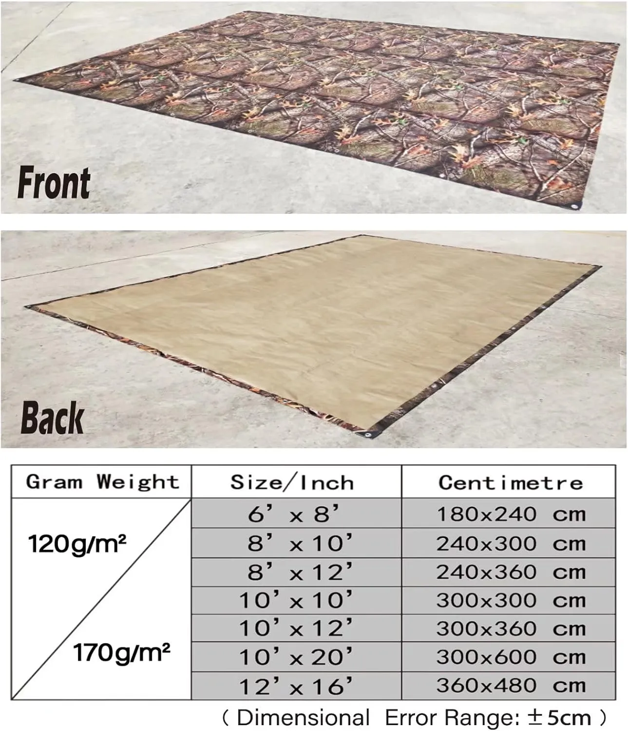Heavy Duty 8 Mil Tarp Cover Waterproof UV Resistant Tarpaulin Used for Outdoor, Hunting, Camping, Backpacking, Canopy Tent, Ground Tarp, Cover Boat, Motorcycles, Roofs, Wood