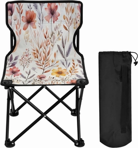 Herbal Wildflowers Portable Outdoor Folding Chair Anti-Slip Padded Oxford Cloth Stool Camping Chair Small for Beach Hiking Fishing Gardening Quad Camp Chair
