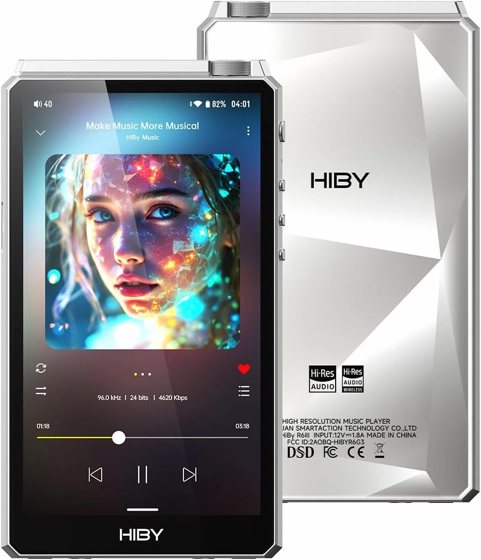 HiBy R6III 2025 DAP Player Hi Res Audio MP3 Player with Class A&AB Amp/Android 12/Bluetooth 5.0/WiFi/64G 2TB Expandable Memory