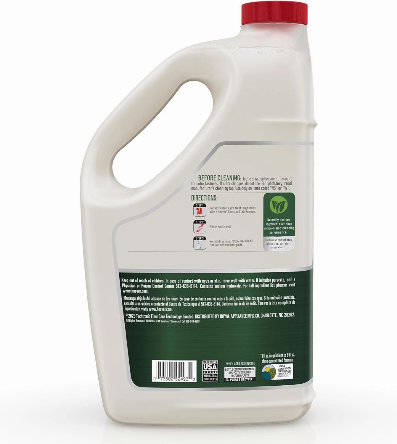 Hoover Pure Essentials Carpet Cleaner Solution, 128 oz., Fresh Rain Scent, Natural Plant Based Formula, Deep Cleaning Carpet Shampoo Solution, Pair With Hoover Carpet Cleaner Machine