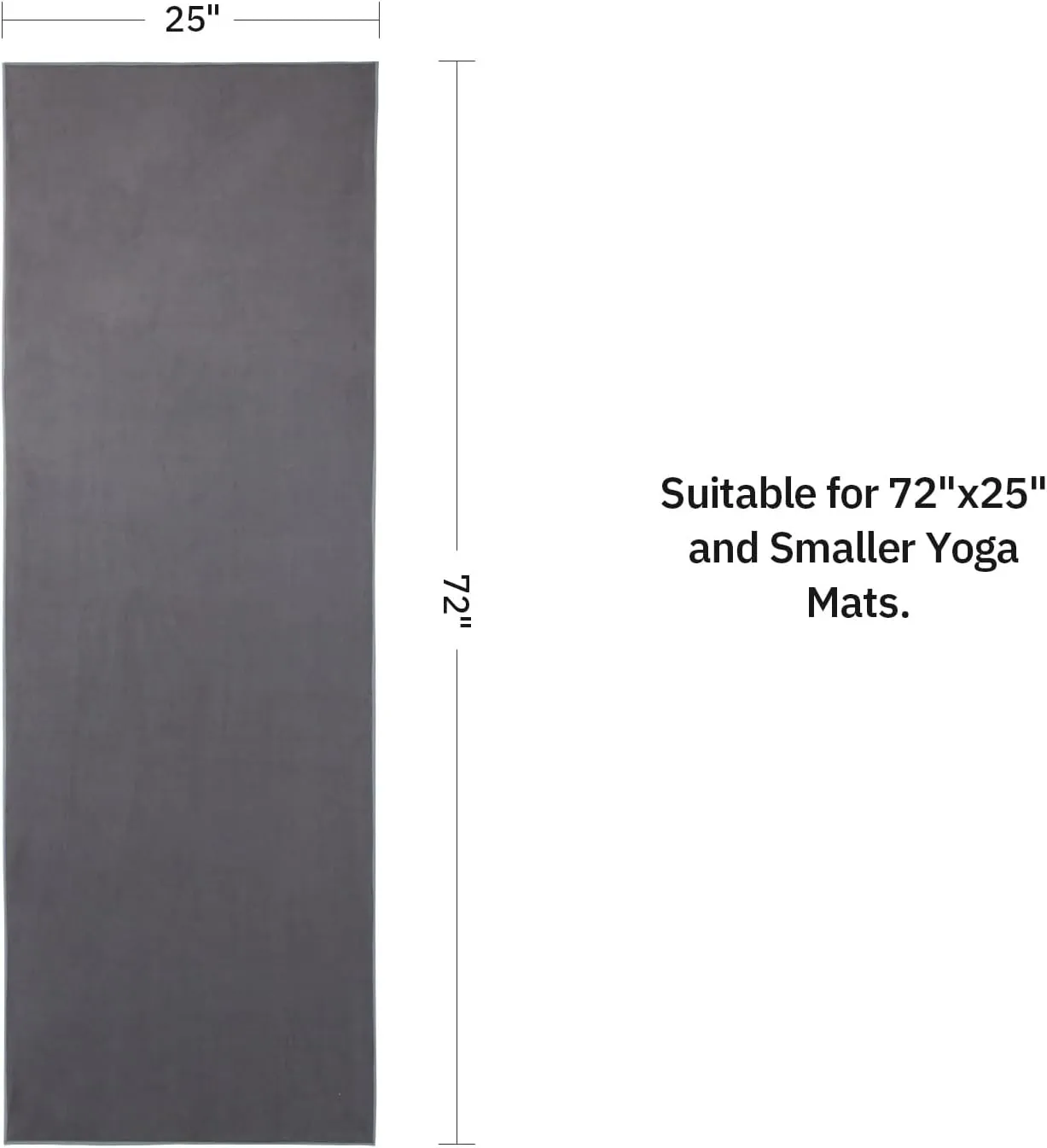 Hot Yoga Towel, Non-Slip Thicker Hot Yoga Mat Towel with Corner Pockets, 25"x72", Microfiber Sweat Absorbent, Perfect for Hot Yoga, Bikram, Pilates and Yoga Mats (Grey, 72x25 inches)