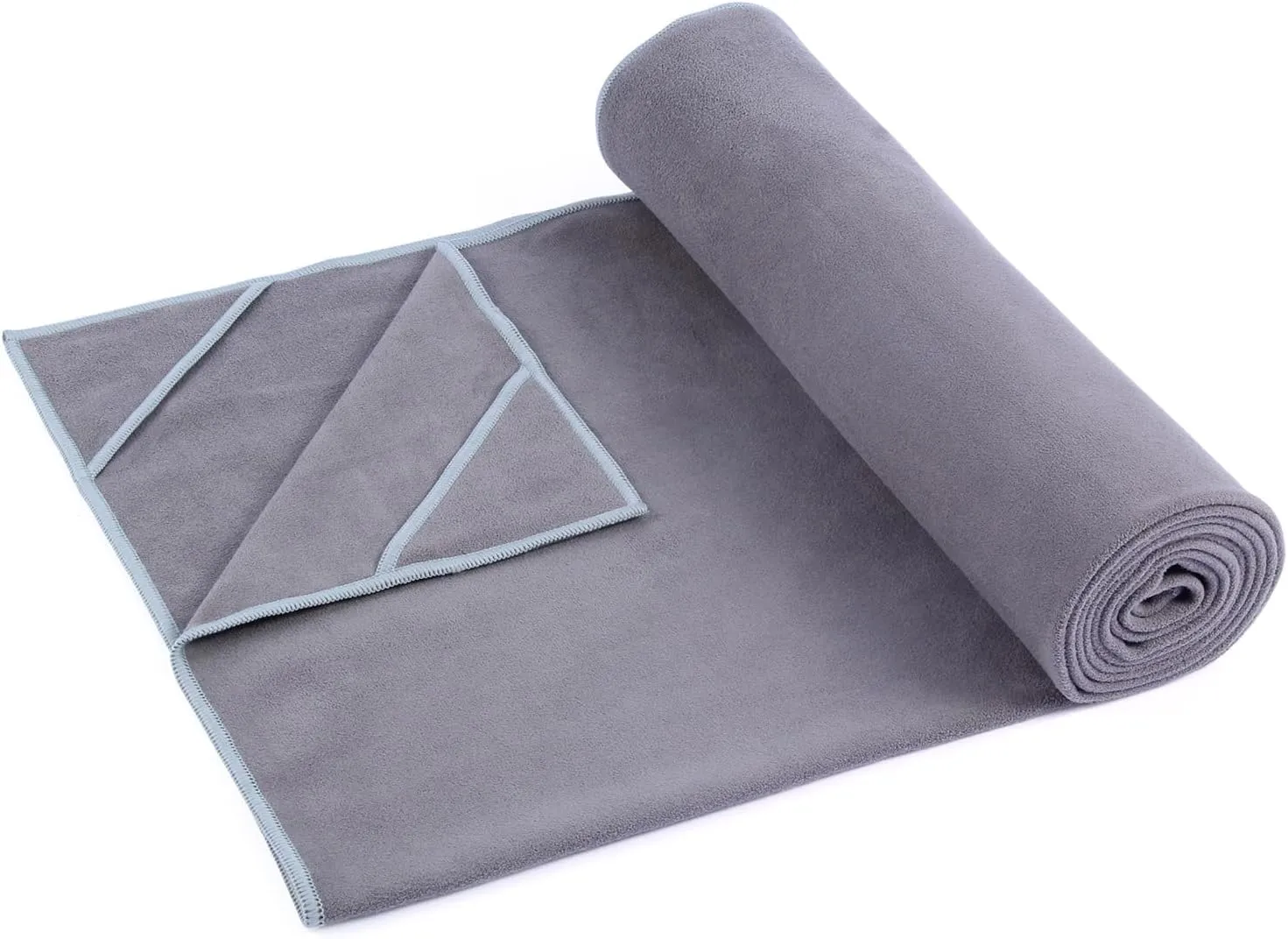Hot Yoga Towel, Non-Slip Thicker Hot Yoga Mat Towel with Corner Pockets, 25"x72", Microfiber Sweat Absorbent, Perfect for Hot Yoga, Bikram, Pilates and Yoga Mats (Grey, 72x25 inches)
