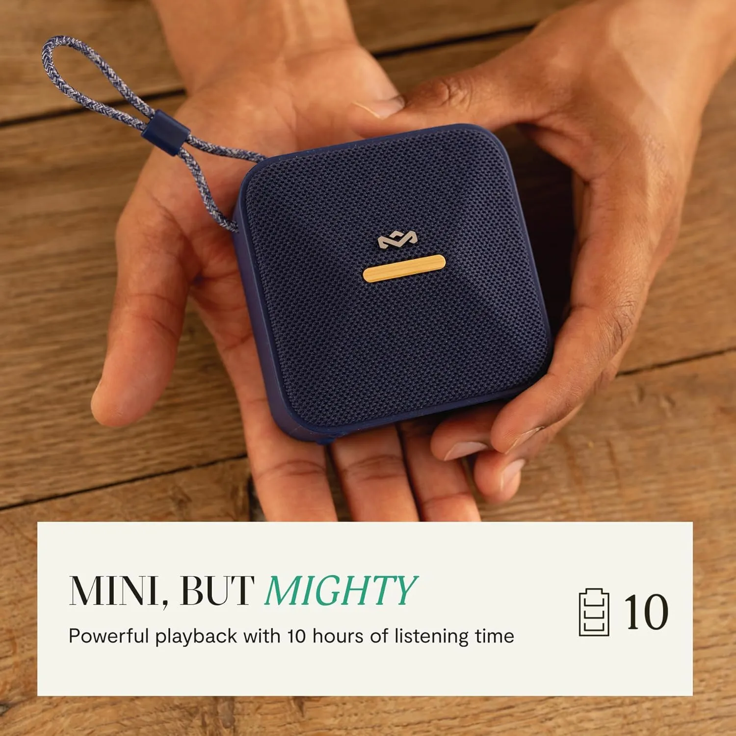 House of Marley Rise Up Bluetooth Speaker – Portable, IP67 Water Resistant, 10-Hour Playtime, Party Pair Mode, Quick Charge, Built-in Bottle Opener, Eco-Friendly Materials (Blue)