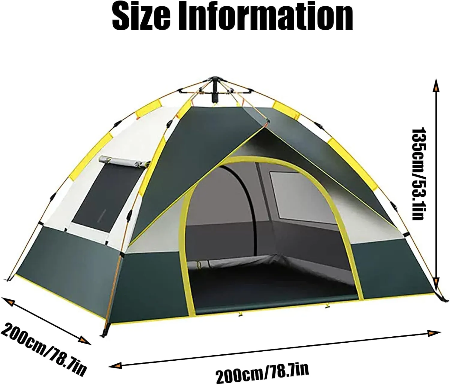 HUHJYUGE 2/4 Person Tent Water Resistant, Instant Pop Up Tent for Camping Weatherproof, Easy Setup Beach Tent Sun Shelter, Ventilated Mesh Windows, for Backpacking, Hiking (A 2 Person)