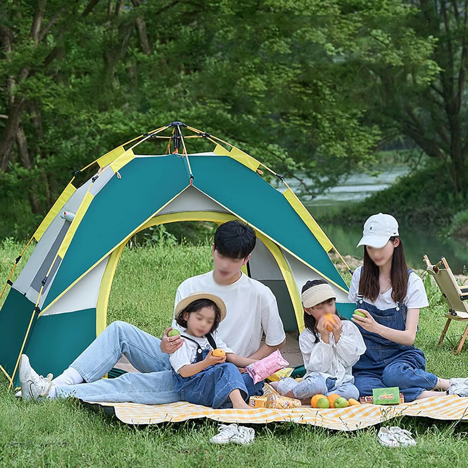 HUHJYUGE 2/4 Person Tent Water Resistant, Instant Pop Up Tent for Camping Weatherproof, Easy Setup Beach Tent Sun Shelter, Ventilated Mesh Windows, for Backpacking, Hiking (A 2 Person)