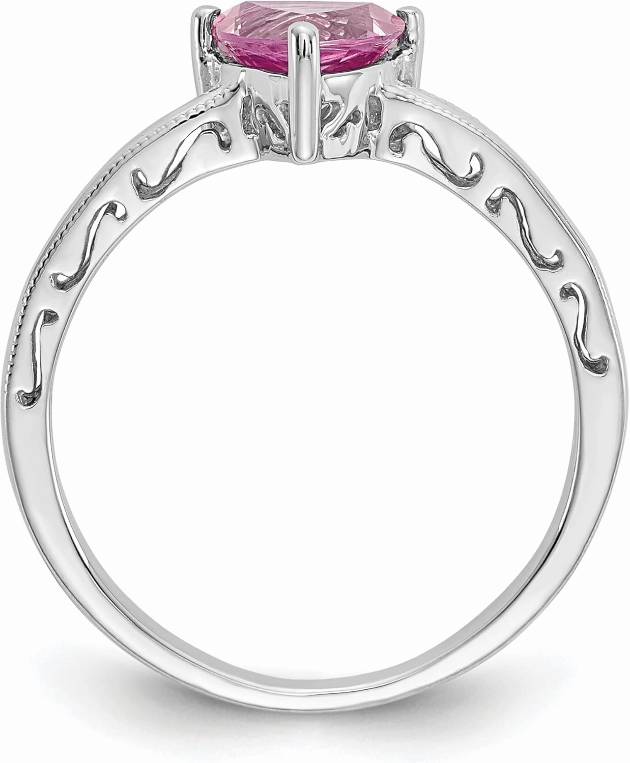 IceCarats 10K Solid White Gold Created Pink Sapphire Solitaire Stacking Ring October Birthstone Jewelry