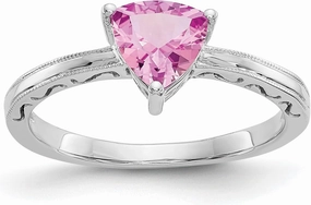 IceCarats 10K Solid White Gold Created Pink Sapphire Solitaire Stacking Ring October Birthstone Jewelry