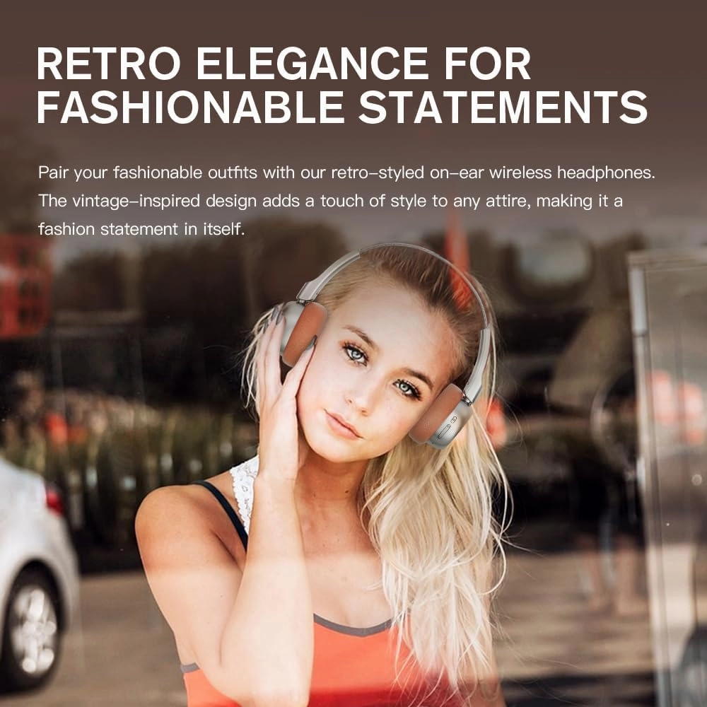 iKF R1 Wireless Retro Headphones | Bluetooth V 5.3 | 60 Hours Playtime | APP Custom Sound | Game Mode | Noise Isolation | Built-in Microphone | Throwback 80s 90s Design | Brown