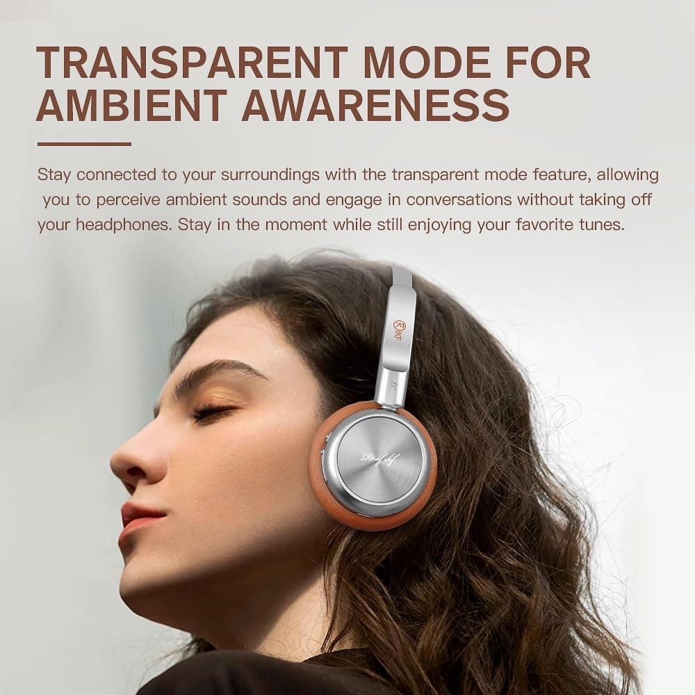 iKF R1 Wireless Retro Headphones | Bluetooth V 5.3 | 60 Hours Playtime | APP Custom Sound | Game Mode | Noise Isolation | Built-in Microphone | Throwback 80s 90s Design | Brown