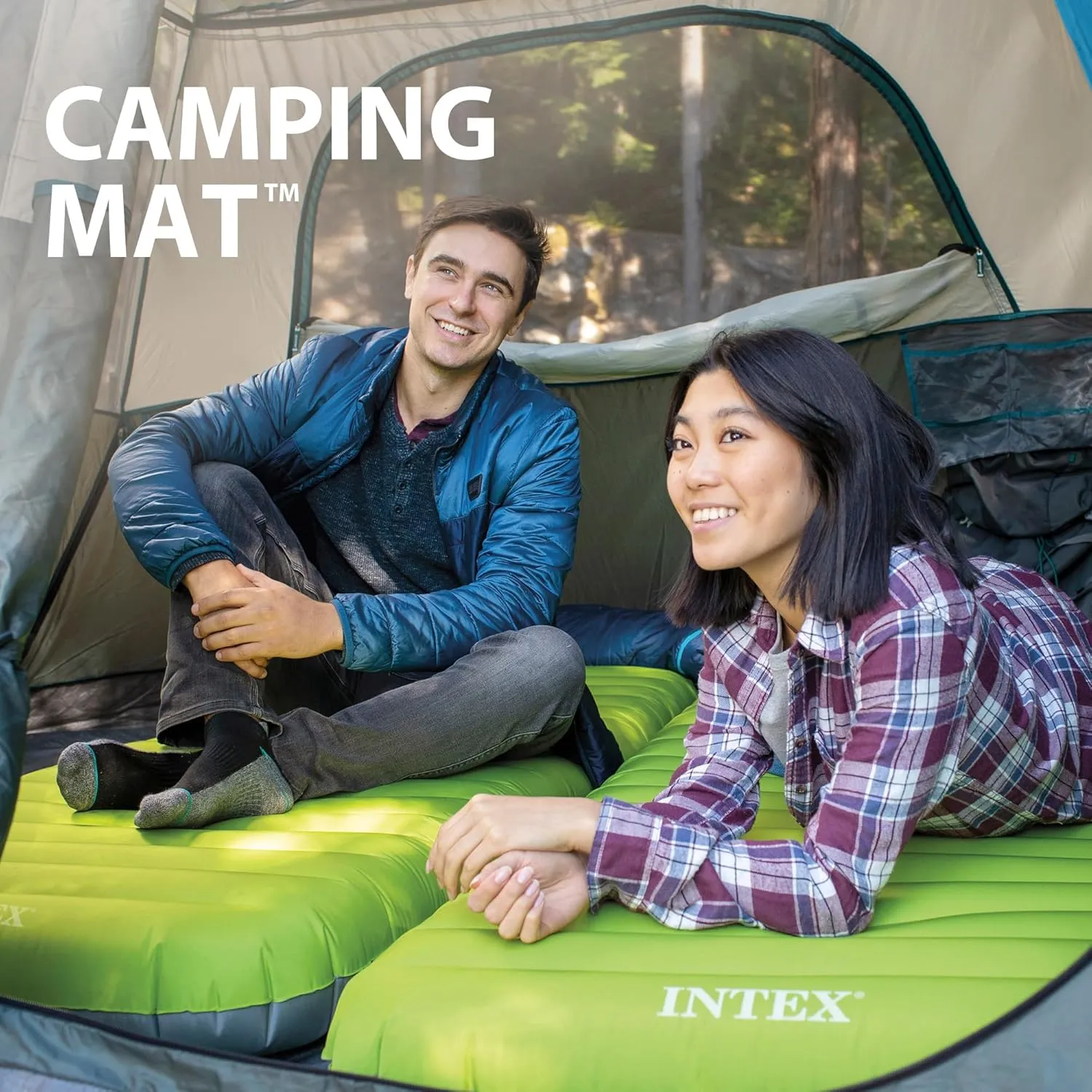 Intex Premaire Dura-Beam Camping Mat w/ USB150, Inflated Size: 76cm x 1.91m x 17cm (64097NP)