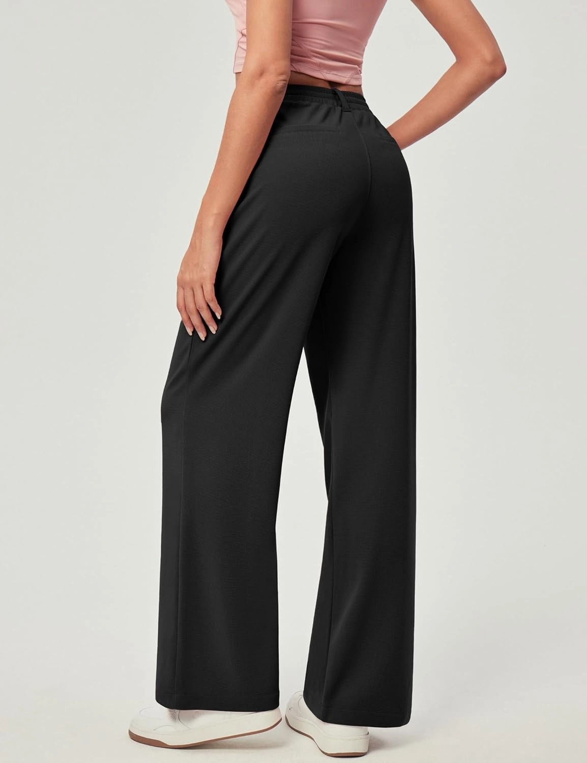 IUGA Wide Leg Stretchy Work Pants Pull on Business Casual Pants for Women High Waisted Slacks, 26''/28'' Dress Pants