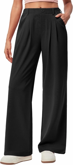 IUGA Wide Leg Stretchy Work Pants Pull on Business Casual Pants for Women High Waisted Slacks, 26''/28'' Dress Pants