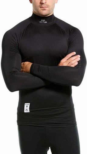 J. Lindeberg Mens M El Soft Compression Shirt, L, Black