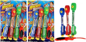 JA-RU Whistling Rocket Launcher for Kids w/Rubber Band Slingshot (2 Pack, 6 Rockets) Flying Foam Rocket Launcher Toy. Kids Outdoor Toys. Goodie Bag Stuffers. 5810-2p