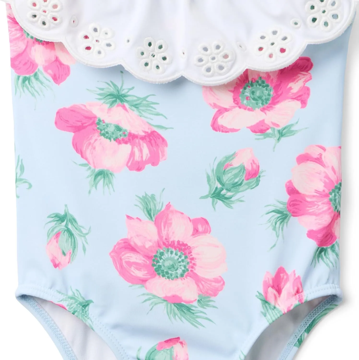 Janie and Jack Girls' Floral Eyelet One-Piece Swim (Toddler/Little Big Kid)