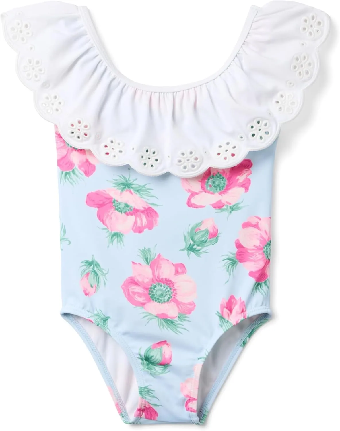 Janie and Jack Girls' Floral Eyelet One-Piece Swim (Toddler/Little Big Kid)