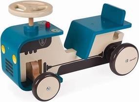 Janod Blue Wooden Ride-on Tractor - Ages 18 Months  - J08053, Large