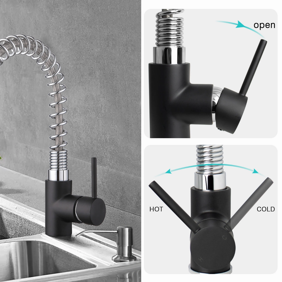 JASSFERRY New Single Lever Flexible Spring Kitchen Sink Mixer Tap Swivel Spout -81080