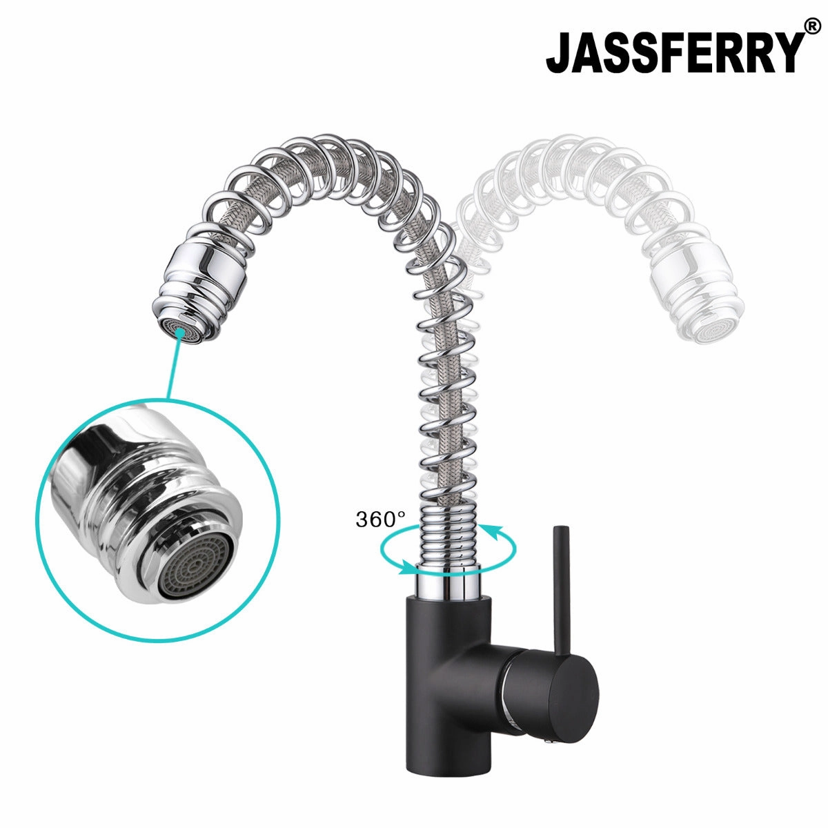 JASSFERRY New Single Lever Flexible Spring Kitchen Sink Mixer Tap Swivel Spout -81080
