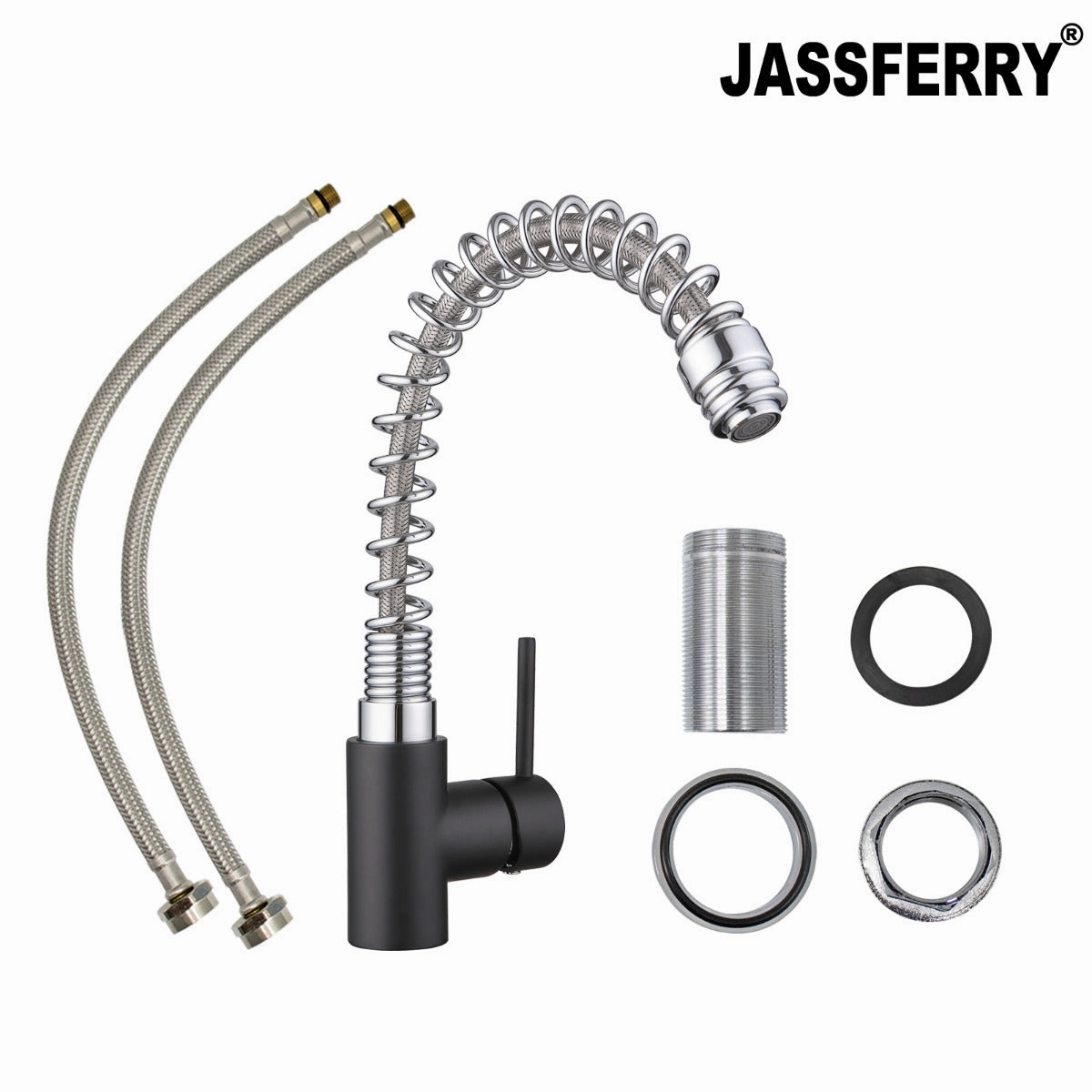 JASSFERRY New Single Lever Flexible Spring Kitchen Sink Mixer Tap Swivel Spout -81080