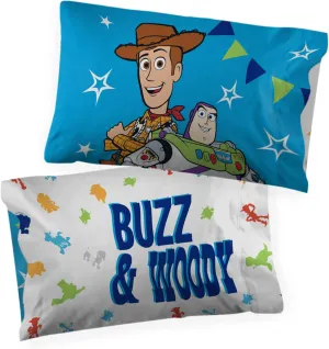 Jay Franco Disney Pixar Toy Story You've Got A Friend in Me 2 Pack Pillowcase - Double-Sided Kids Super Soft Bedding Features Buzz and Woody
