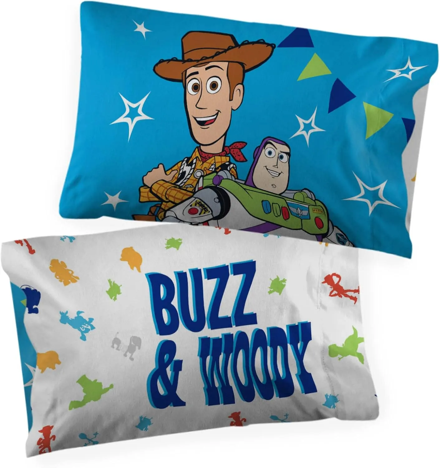 Jay Franco Disney Pixar Toy Story You've Got A Friend in Me 2 Pack Pillowcase - Double-Sided Kids Super Soft Bedding Features Buzz and Woody