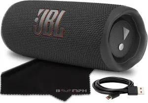 JBL Flip 6 Portable Bluetooth Wireless Speaker, IP67 Waterproof and Dustproof Built-in Battery - Black - Boomph's Comprehensive Ultimate Performance Cloth Solution for Your On-The-Go Sound Experience