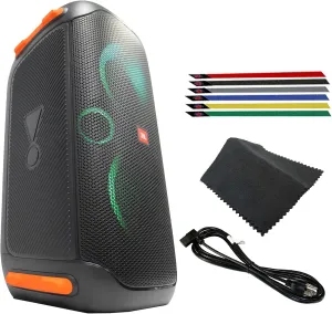 JBL PartyBox 110 160W Portable Wireless Bluetooth Speaker Bundle with Assorted Cable Ties and Cleaning Cloth