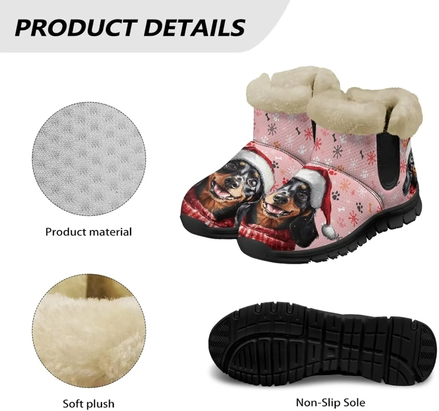 Jeiento Christmas Snow Boots for Women Fuzzy Ankle Booties Hiking Boots Non Slip