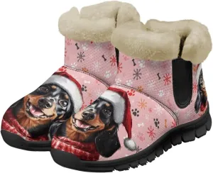 Jeiento Christmas Snow Boots for Women Fuzzy Ankle Booties Hiking Boots Non Slip
