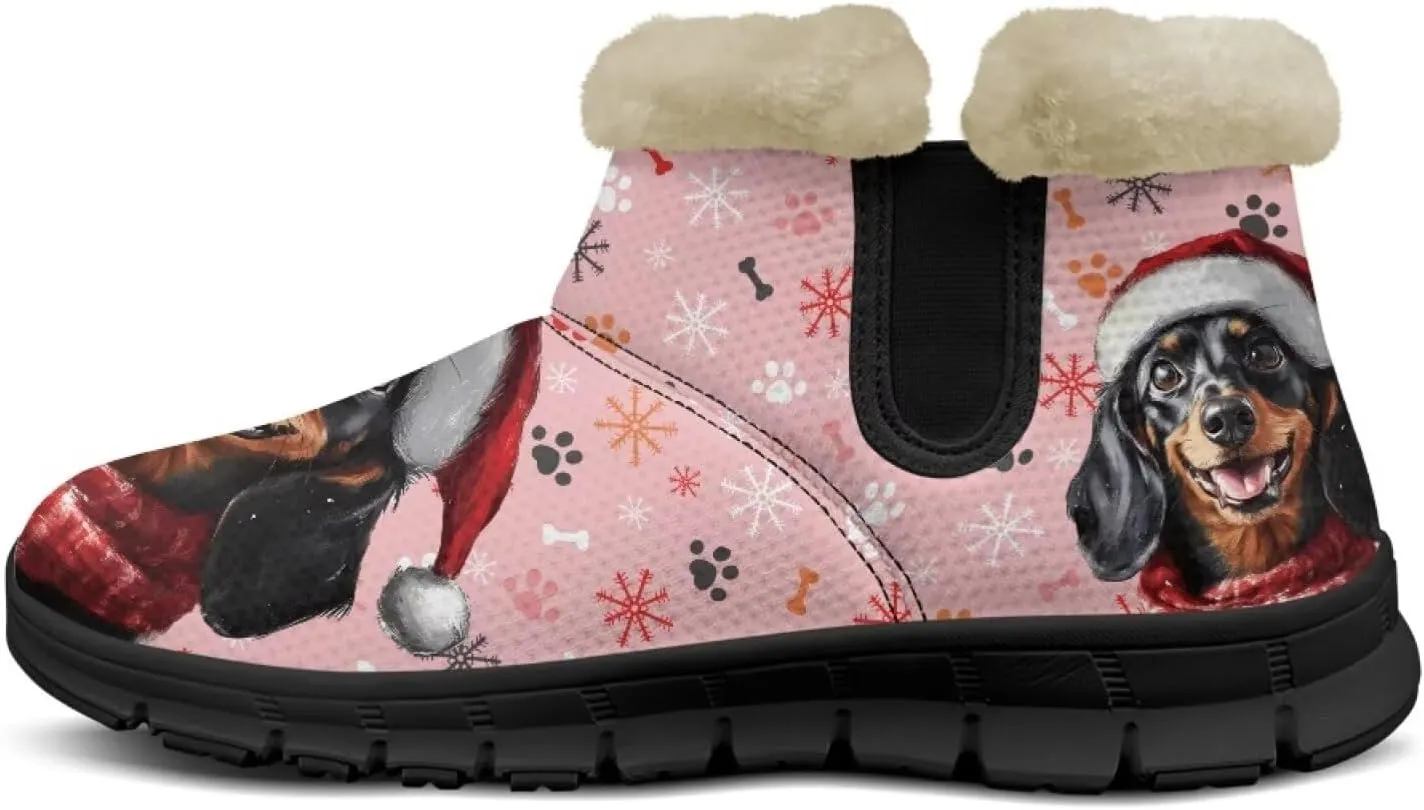 Jeiento Christmas Snow Boots for Women Fuzzy Ankle Booties Hiking Boots Non Slip