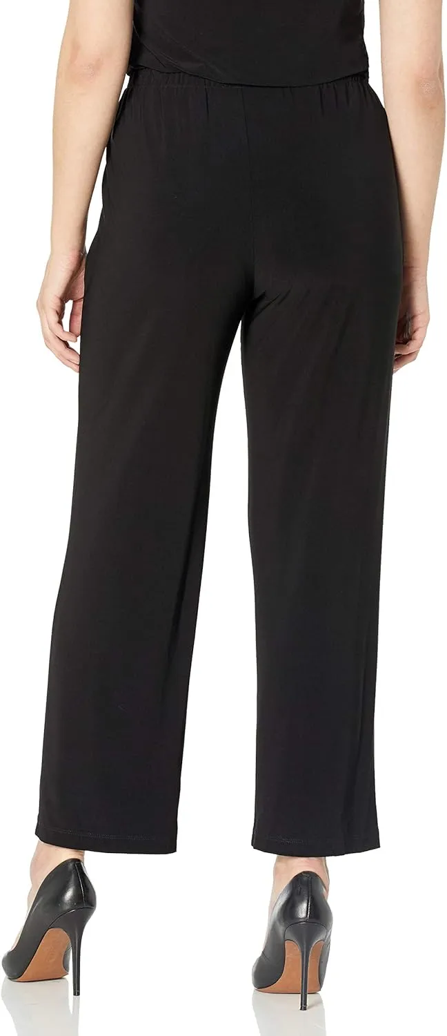 Jessica Howard Women's Petite 3 Piece 3/4 Sleeve Drape Jackett with Cami and Pant Set